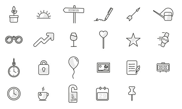 Set of various lifestyle icons with dots