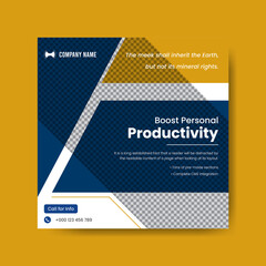 Productive business social media banner and Instagram post template design