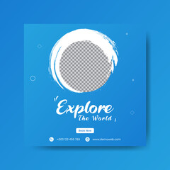 Explore the world travel and tour Instagram post template and social media banner design