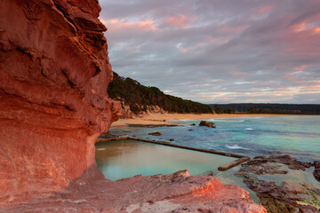 Aslings Beach Rock Pool in NSW Australia - 484605960