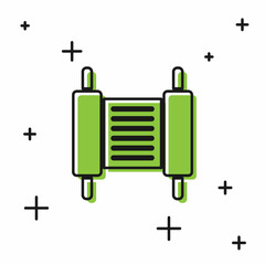 Black Torah scroll icon isolated on white background. Jewish Torah in expanded form. Star of David symbol. Old parchment scroll. Vector