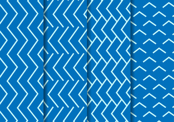 Striped line pattern. Blue geometric zigzag seamless texture. Abstract line graphic vector textile. Pattern in swatches.