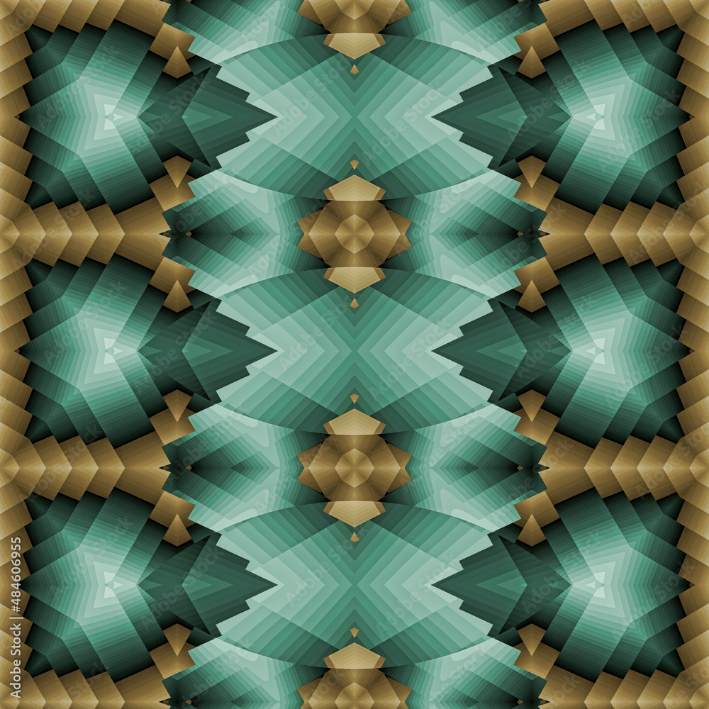 Wall mural 3d effect - abstract geometric fractal pattern