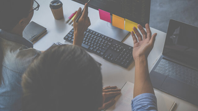Programmer working in a software development and coding technologies. Website design. Technology concept.