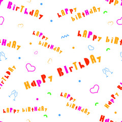 Happy birthday seamless pattern design. Vector pattern with congratulations.