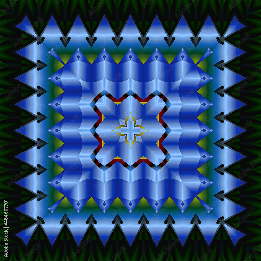 Wall mural 3d effect - abstract square geometric fractal pattern