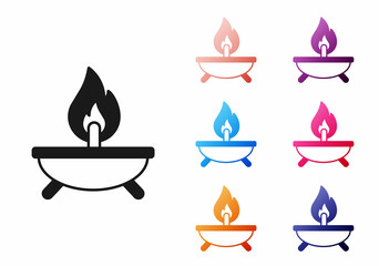Black Aroma candle icon isolated on white background. Set icons colorful. Vector