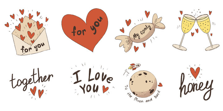 Cute pictures for valentine's day. Postcard design for valentine's day.