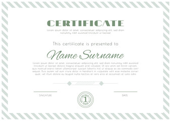Fototapeta premium Green striped simple frame. Blank certificate. Business modern design. Vector illustration