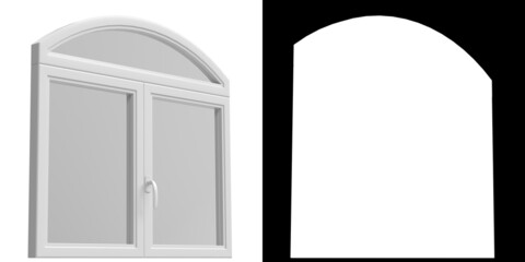 3D rendering illustration of a round top window