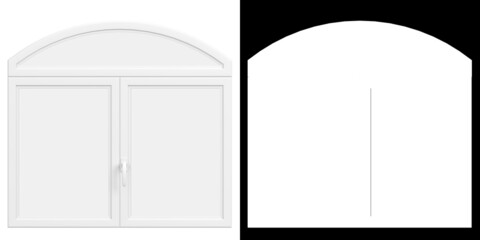 3D rendering illustration of a round top window