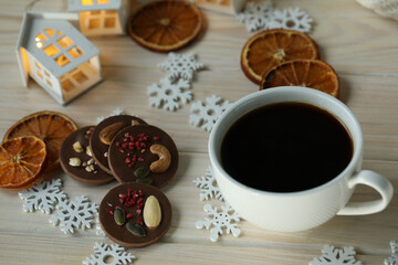 cup of coffee and cookies