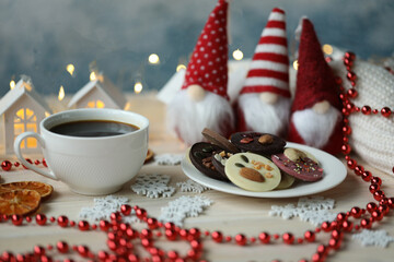 cup of coffee and cookies