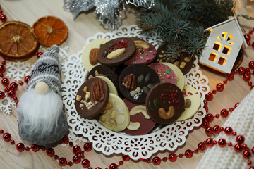 christmas cookies with chocolate and nuts