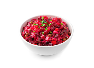 Salad vinaigrette with beetroot isolated on a white background.