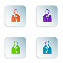 Color Realtor icon isolated on white background. Buying house. Set colorful icons in square buttons. Vector