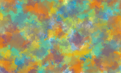 Abstract summer translucent watercolor background in blue, green, yellow, orange and purple tones