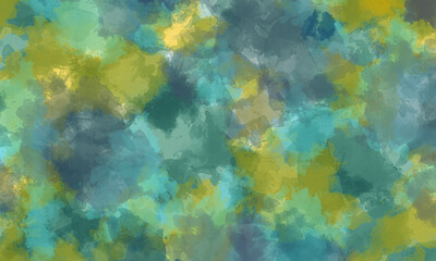Fototapeta na wymiar Abstract summer translucent watercolor background in green, blue, purple and yellow tones