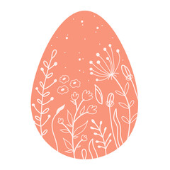 Silhouettes red Easter eggs with spring floral . Illustration minimalistic Easter eggs. Vector