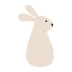 Character cute Easter bunny in pastel colors. Illustration rabbit in flat style in from back. Vector