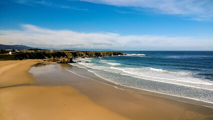 Wild Atlantic Ocean Coast with Rocks and Sand of Nordic Style Nature Environment in Spain