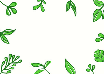 Botanical green floral leaves background with copy space for text