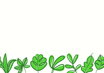 Botanical green floral leaves background with copy space for text