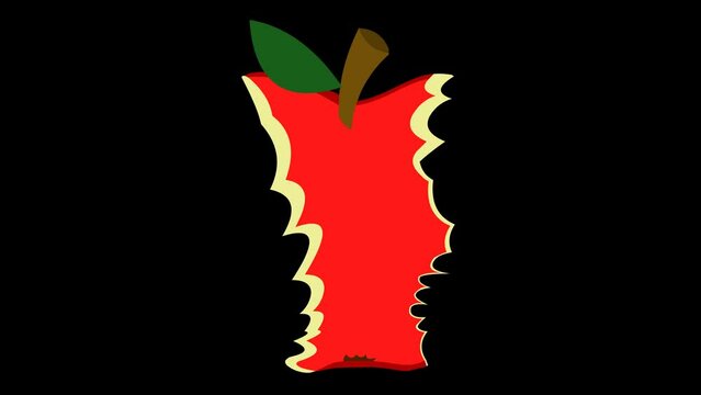 Loop animation of a red apple being bitten or eaten, on a transparent background (with zero alpha transparency channel)