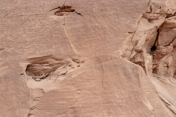 Rock  carvings from the time of the Egyptian kingdom carved into the stone rock in Timna National Park near Eilat, southern Israel.