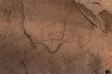 Rock  carvings from the time of the Egyptian kingdom carved into the stone rock in Timna National Park near Eilat, southern Israel.