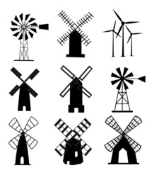 black and white windmill