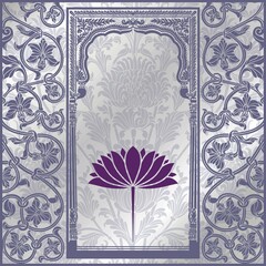 water lily, wedding card design, royal India	