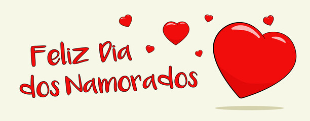 Feliz Dia dos Namorados. Portuguese text. Happy Valentine's Day. Vector. Cartoon