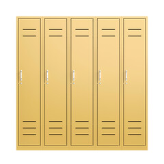 Yellow metal lockers isolated on white background