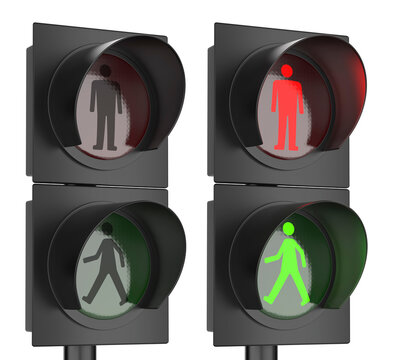 Set of traffic lights for pedestrians