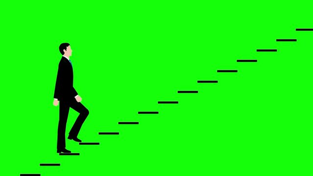 階段を一歩一歩確実に上がるビジネスマン。