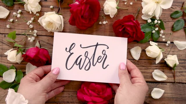 Hands move away from a camera EASTER card 