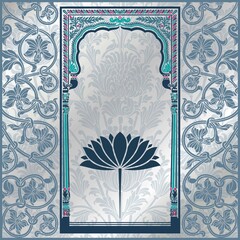 water lily, wedding card design, royal India	