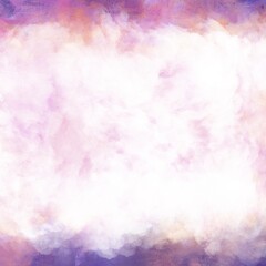 Fototapeta premium 油絵と雲の抽象背景テンプレート）紫のフレーム 中央に白いスペース 正方形 キャンバスのテクスチャ
