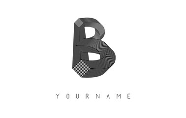 Letter B Logo with square block of lines. Geometric vector illustration.