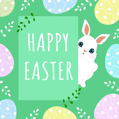 Happy Easter card design, Easter vector illustration, Easter bunny, modern design 