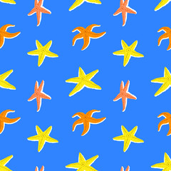 Obraz premium Starfish seamless pattern with ocean cartoon animal