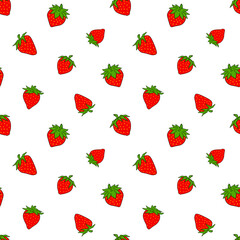 Strawberry cartoon seamless pattern on white background