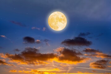 Naklejka na ściany i meble Moon beautiful to the background sky and clouds