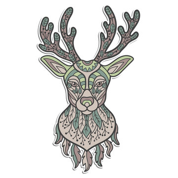 Deer head sticker with abstract patterns