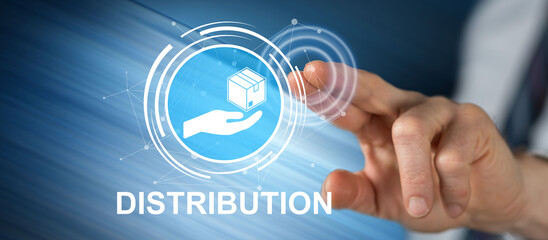 Obraz premium Man touching a distribution concept