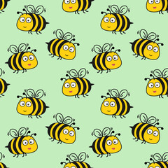 bee seamless pattern background vector illustration