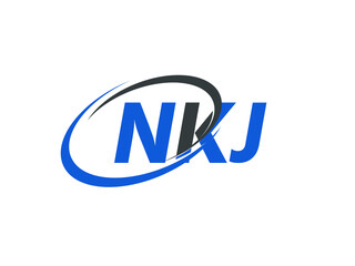 NKJ letter creative modern elegant swoosh logo design