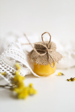 Eco natral hand made honey in the jar on the photo