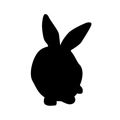 Silhouette rabbit on white background. Pets, farm and wildlife animals collection. Icon vector illustration.